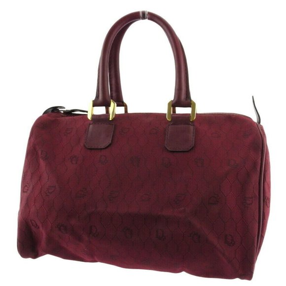 Dior Handbags - Dior Boston bag honeycomb Bordeaux canvas leather Auth T18715